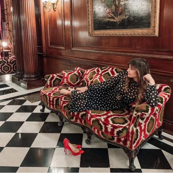 LIKE NEW Olivaceous Black Polka Dot Midi Dress - Picture 3 of 11